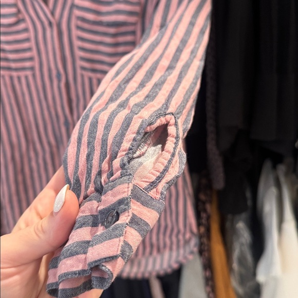 Express Pink and Blue Striped Button-Down Shirt - Picture 4 of 8